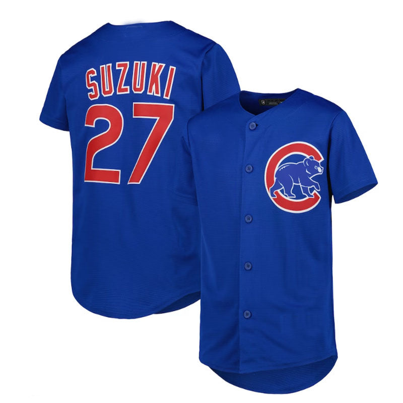 Chicago Cubs #27 Seiya Suzuki Alternate Replica Player Jersey - Royal Baseball Jerseys baseball jersey product view 1