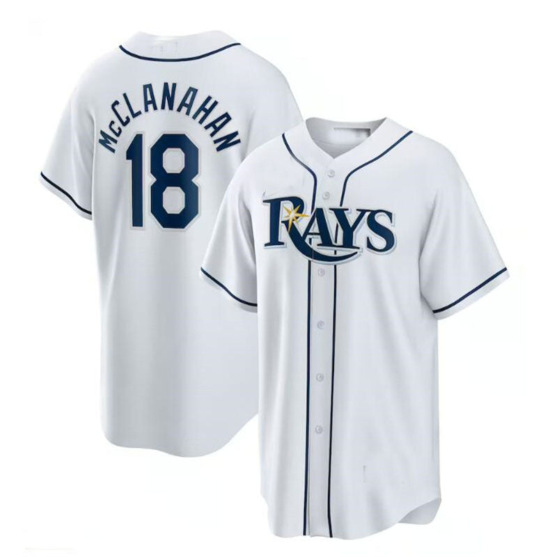 Tampa Bay Rays #18 Shane McClanahan Home Replica Player Jersey - White Baseball Jerseys baseball jersey product view 1