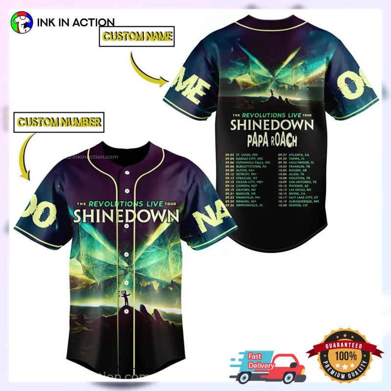Shinedown Band Tour 2023 Baseball Jersey Unisex T-shirt, Sweatshirt, Hoodie, Long Sleeve Tee - T-Shirt, Sweatshirt, Hoodie