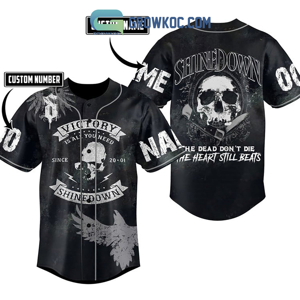 Shinedown The Dead Dont Die Personalized Baseball Jersey Unisex T-shirt, Sweatshirt, Hoodie, Long Sleeve Tee - T-Shirt, Sweatshirt, Hoodie