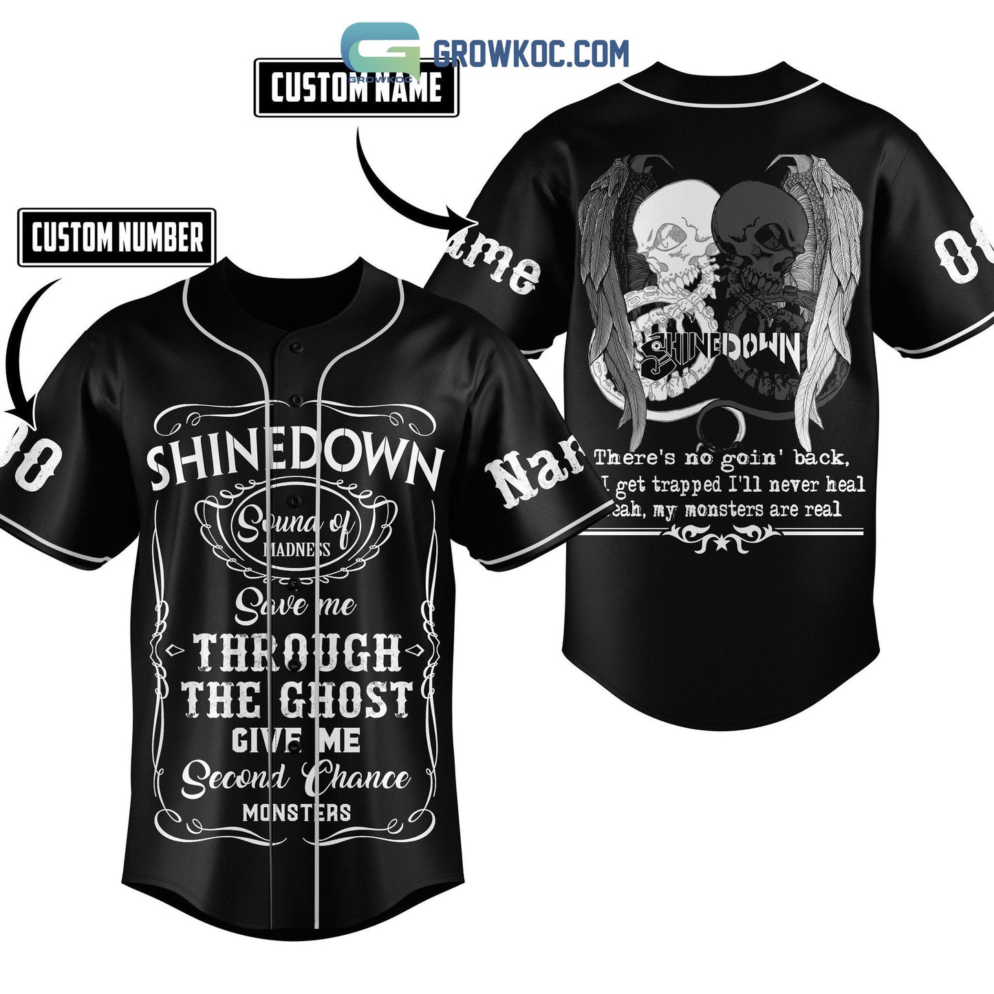 Shinedown The Ghost Give Me Second Chance Monsters Personalized Baseball Jersey Unisex T-shirt, Sweatshirt, Hoodie, Long Sleeve Tee - T-Shirt, Sweatshirt, Hoodie