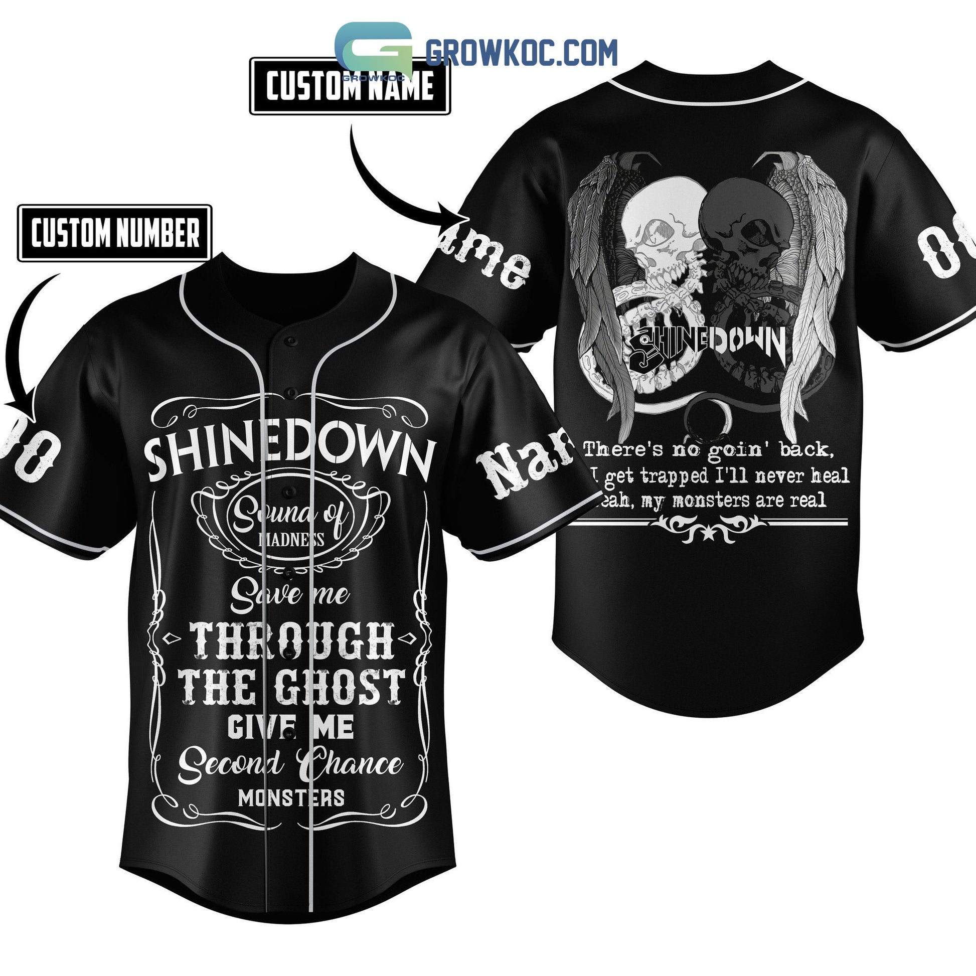 Shinedown The Ghost Give Me Second Chance Monsters Personalized Baseball Jersey Unisex T-shirt, Sweatshirt, Hoodie, Long Sleeve Tee - T-Shirt, Sweatshirt, Hoodie