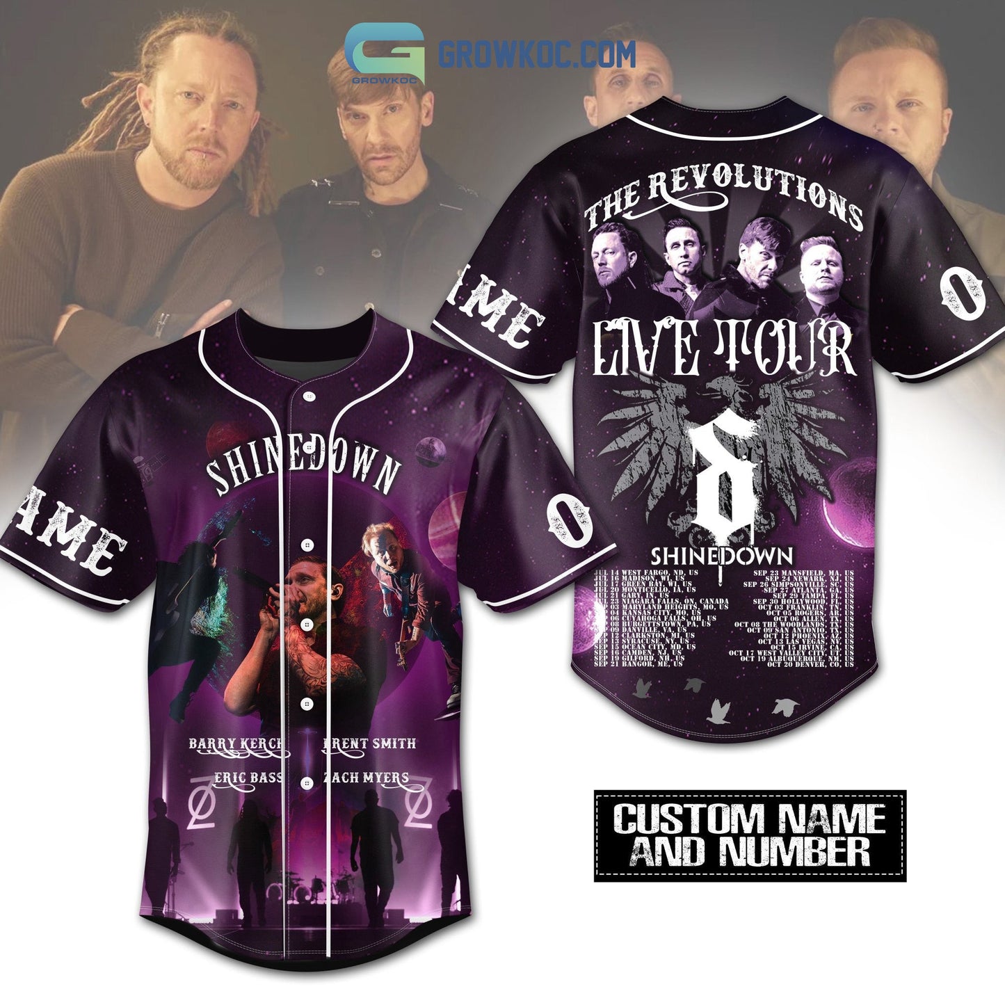 Shinedown The Revolutions Live Tour Personalized Baseball Jersey Unisex T-shirt, Sweatshirt, Hoodie, Long Sleeve Tee - T-Shirt, Sweatshirt, Hoodie