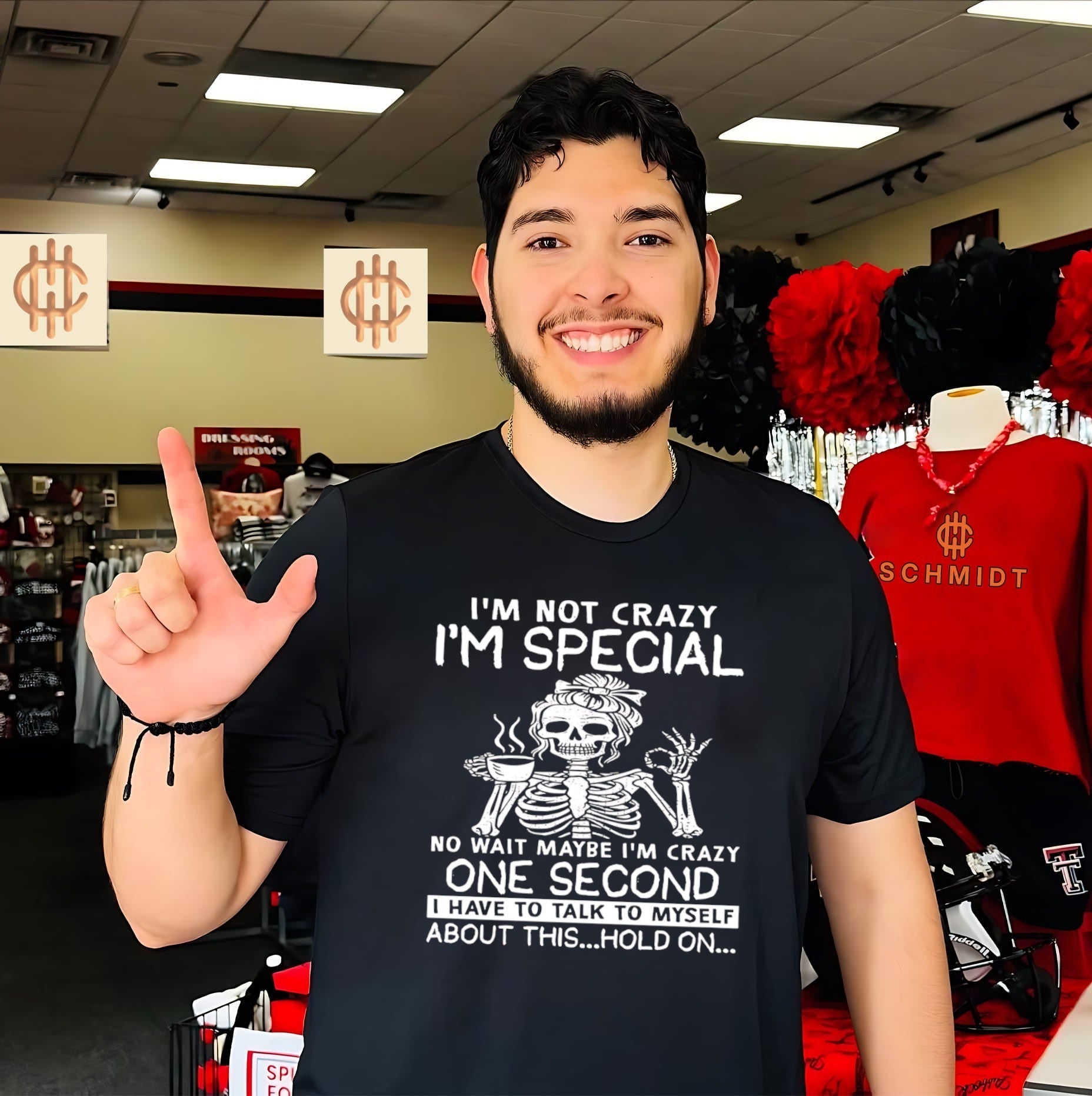 Skeleton Im not crazy Im special no wait maybe Im crazy one second I have to talk to myself about this hold on shirt - T-Shirt, Sweatshirt, Hoodie