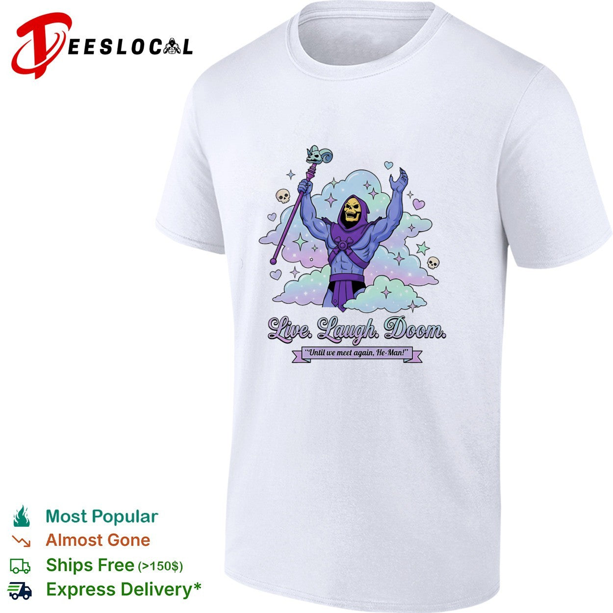 Skeletor raising staff live laugh doom He Man shirt Unisex T-shirt, Sweatshirt, Hoodie, Long Sleeve Tee - T-Shirt, Sweatshirt, Hoodie