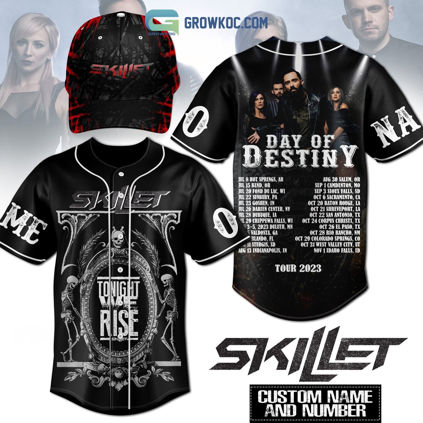 Skillet Day Of Destiny Tour 2023 Personalized Baseball Jersey Unisex T-shirt, Sweatshirt, Hoodie, Long Sleeve Tee - T-Shirt, Sweatshirt, Hoodie