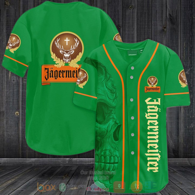 Skull Jagermeister green Baseball shirt Unisex T-shirt, Sweatshirt, Hoodie, Long Sleeve Tee - T-Shirt, Sweatshirt, Hoodie