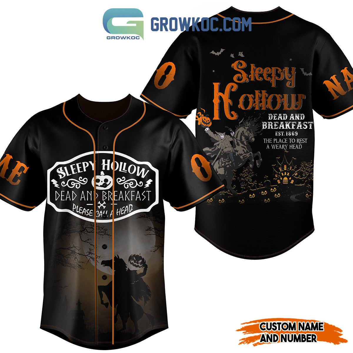 Sleepy Hollow Dead and Breakfast EST 1869 The Place To Rest A Weary Head Personalized Baseball Jersey - T-Shirt, Sweatshirt, Hoodie