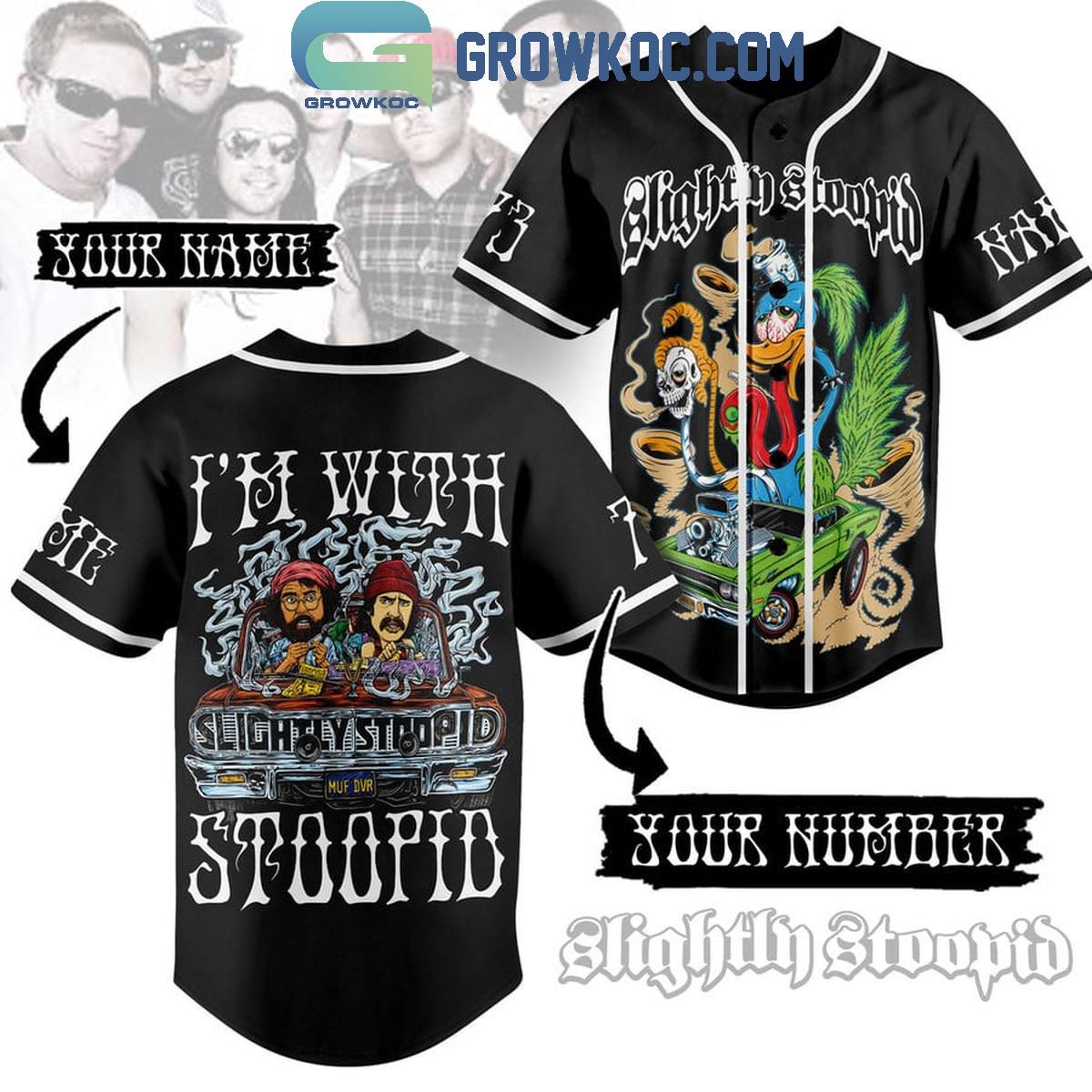 Slightly Stoopid Im With Slightly Stoopid Personalized Baseball Jersey Unisex T-shirt, Sweatshirt, Hoodie, Long Sleeve Tee - T-Shirt, Sweatshirt, Hoodie