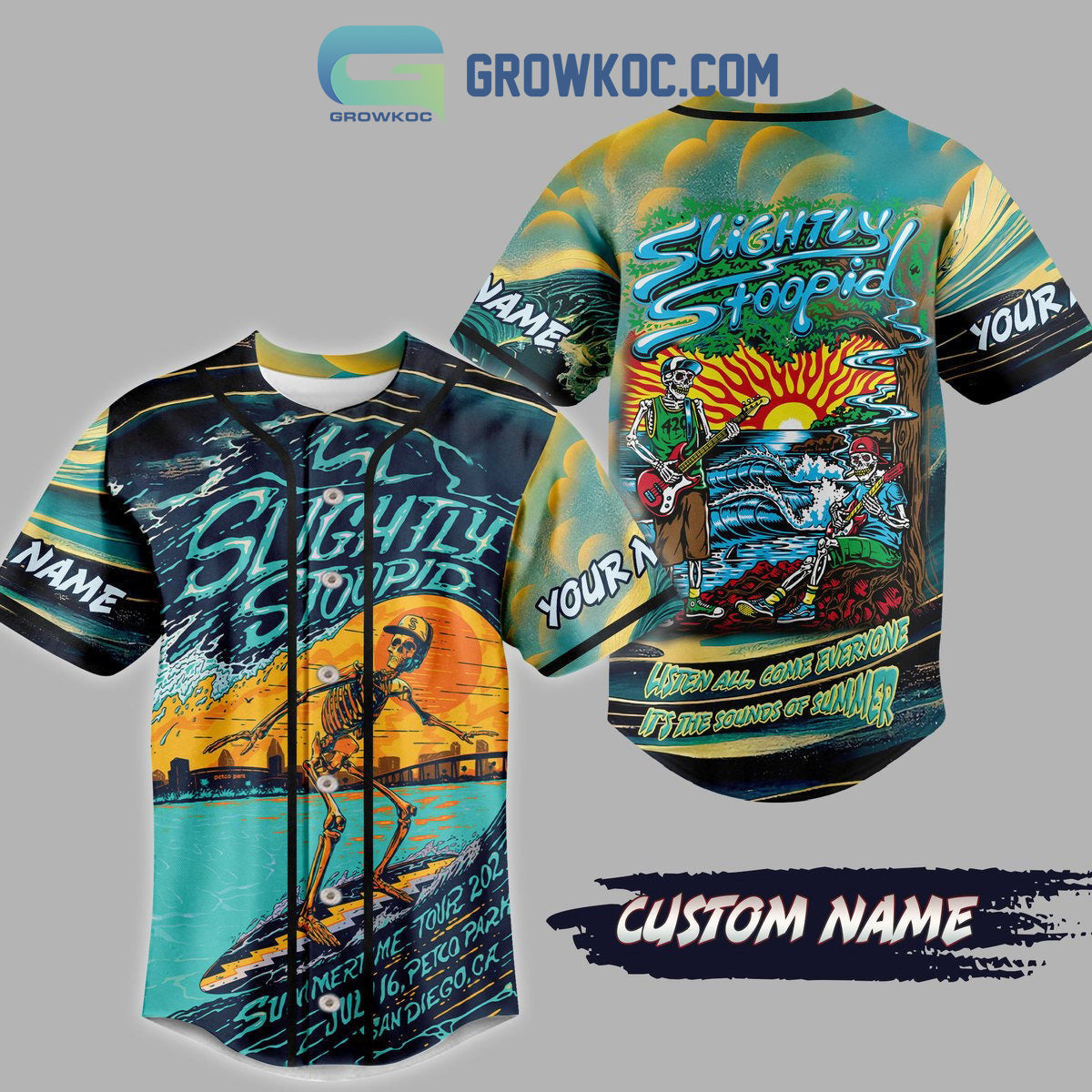 Slightly Stoopid Listen All Come Everyone Its The Sounds Of Summer Personalized Baseball Jersey - T-Shirt, Sweatshirt, Hoodie