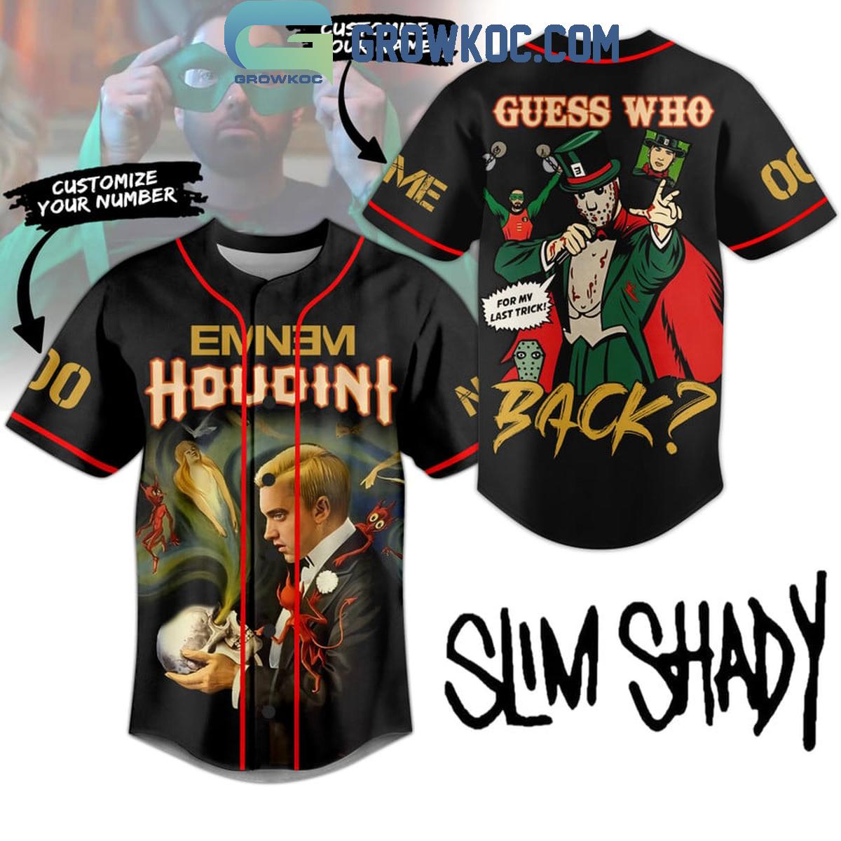 Slim Shady The Magician Guess Whos Back Personalized Baseball Jersey Unisex T-shirt, Sweatshirt, Hoodie, Long Sleeve Tee - T-Shirt, Sweatshirt, Hoodie