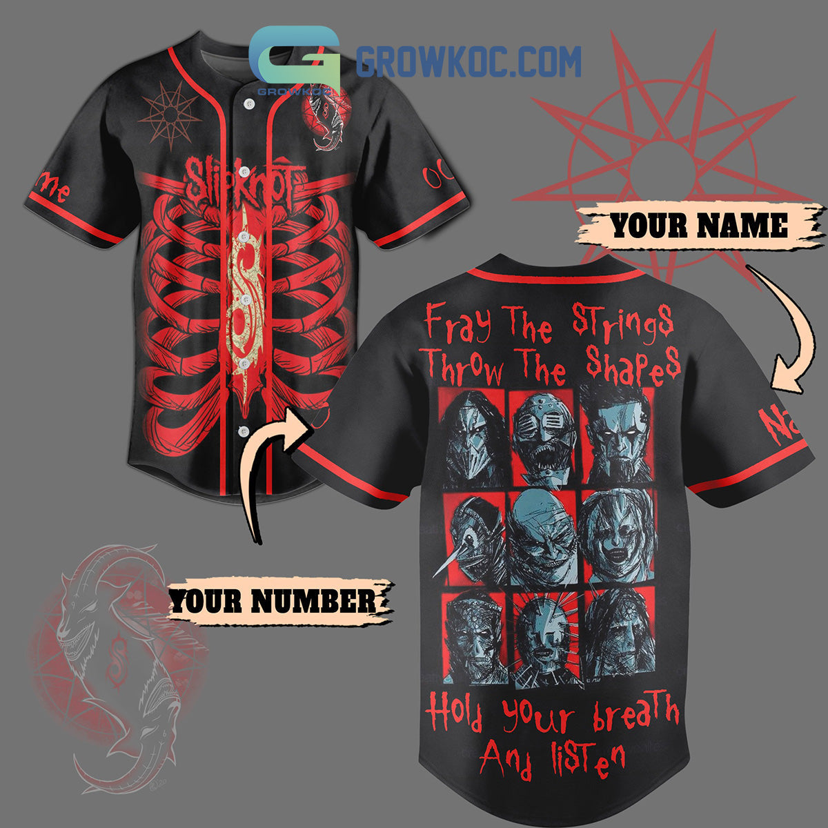 Slipknot Hold Your Breath Personalized Baseball Jersey Unisex T-shirt, Sweatshirt, Hoodie, Long Sleeve Tee - T-Shirt, Sweatshirt, Hoodie