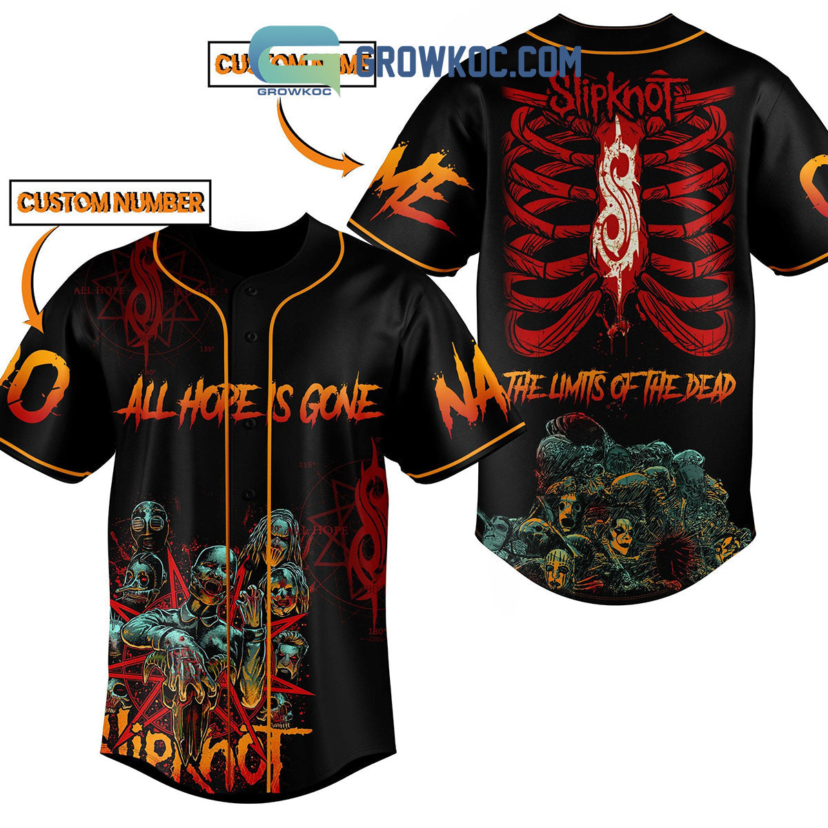 Slipknot The Limits Of The Dead All Hope Is Gone Personalized Baseball Jersey Unisex T-shirt, Sweatshirt, Hoodie, Long Sleeve Tee - T-Shirt, Sweatshirt, Hoodie