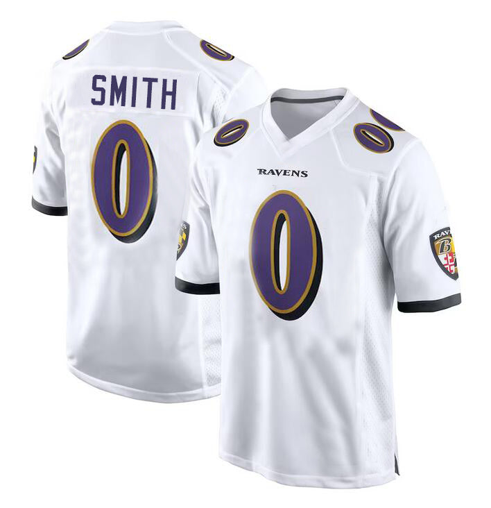 B.Ravens #0 Roquan Smith WHITE Alternate Game Player Jersey Stitched American Football Jerseys football jersey product view 1