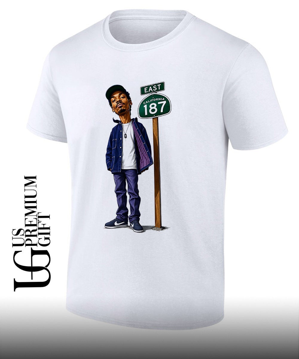 Snoop Dogg California 187 East Street Sign caricature shirt Unisex T-shirt, Sweatshirt, Hoodie, Long Sleeve Tee - T-Shirt, Sweatshirt, Hoodie