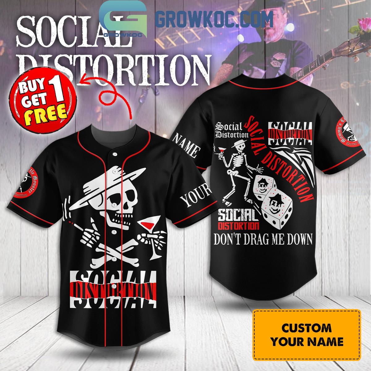 Social Distortion Dont Drag Me Down Personalized Baseball Jersey Unisex T-shirt, Sweatshirt, Hoodie, Long Sleeve Tee - T-Shirt, Sweatshirt, Hoodie