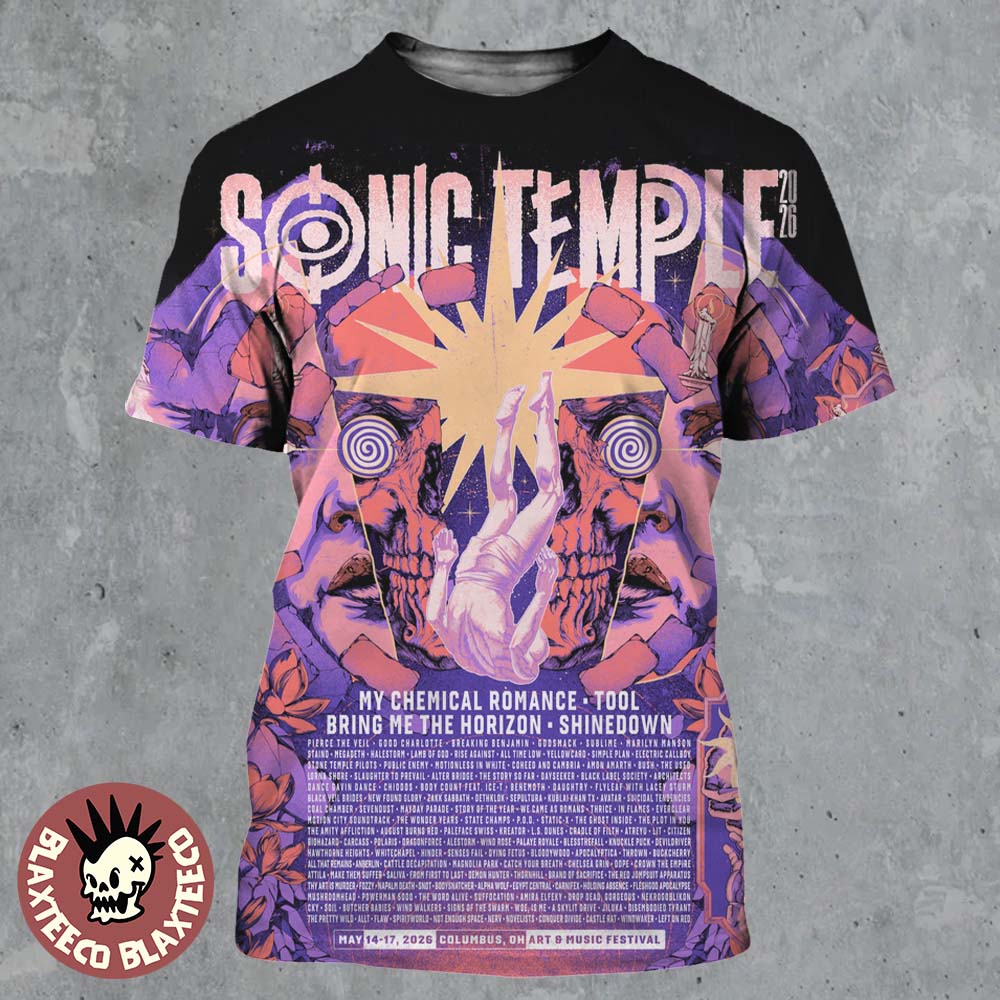 Sonic Temple 2026 Festival Full Lineup In Columbus Ohio At Art And Music Festival From May 14 To 17 2026 Brainwash Poster All Over Print Shirt - T-Shirt, Sweatshirt, Hoodie