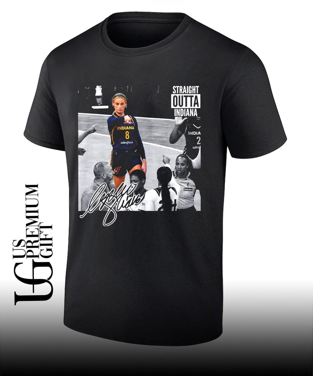Sophie Cunningham Indiana Fever Straight Outta Indiana pointing meme signature shirt Unisex T-shirt, Sweatshirt, Hoodie, Long Sleeve Tee - T-Shirt, Sweatshirt, Hoodie