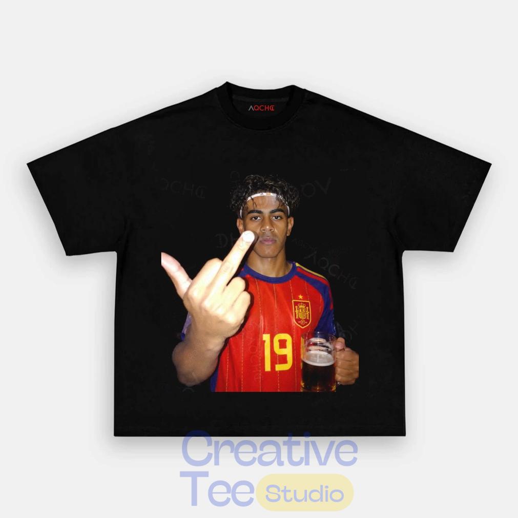Spain Football Lamine Yamal Drunk Middle Finger T-Shirt Unisex T-shirt, Sweatshirt, Hoodie, Long Sleeve Tee - T-Shirt, Sweatshirt, Hoodie