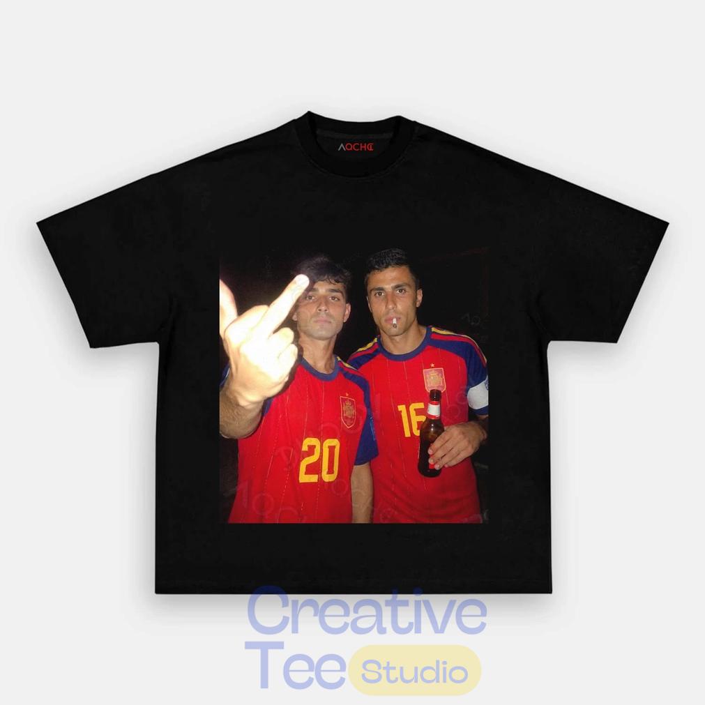 Spain Football Rodri x Pedri Drunk Middle Finger T-Shirt Unisex T-shirt, Sweatshirt, Hoodie, Long Sleeve Tee - T-Shirt, Sweatshirt, Hoodie