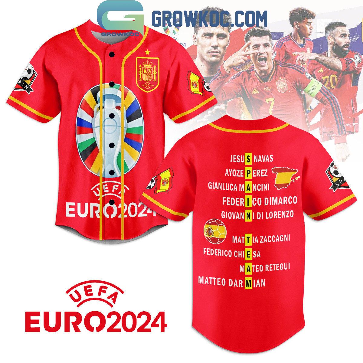 Spain Team European Football Championship UEFA EURO 2024 Personalized Baseball Jersey Unisex T-shirt, Sweatshirt, Hoodie, Long Sleeve Tee - T-Shirt, Sweatshirt, Hoodie