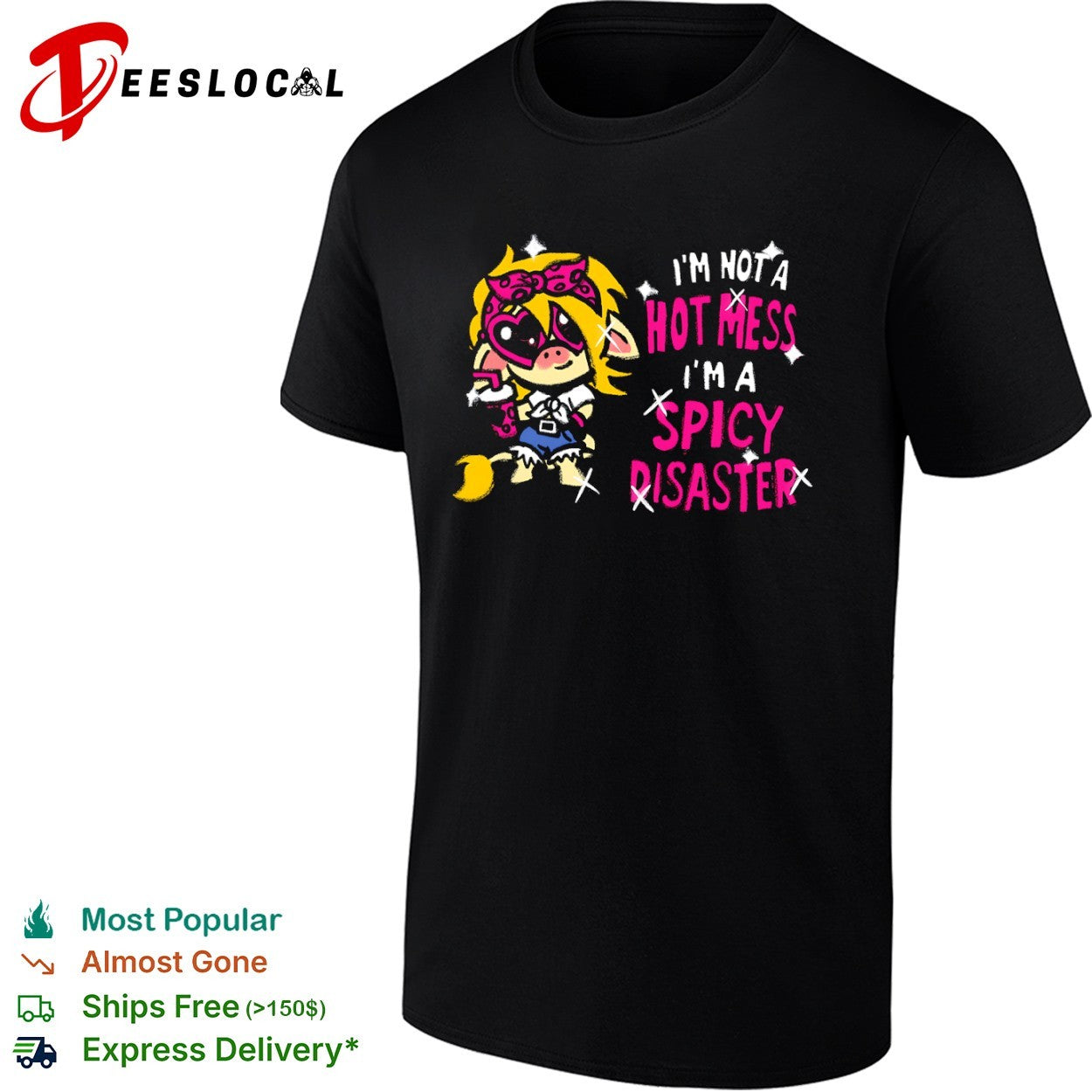 Spicy Disaster I am not a hot mess chibi cow shirt Unisex T-shirt, Sweatshirt, Hoodie, Long Sleeve Tee - T-Shirt, Sweatshirt, Hoodie