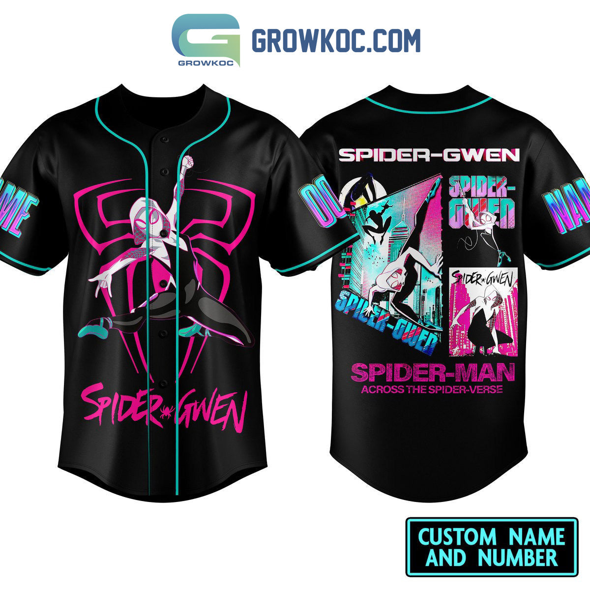Spider Gwen Across The Spider Verse Personalized Baseball Jersey Unisex T-shirt, Sweatshirt, Hoodie, Long Sleeve Tee - T-Shirt, Sweatshirt, Hoodie