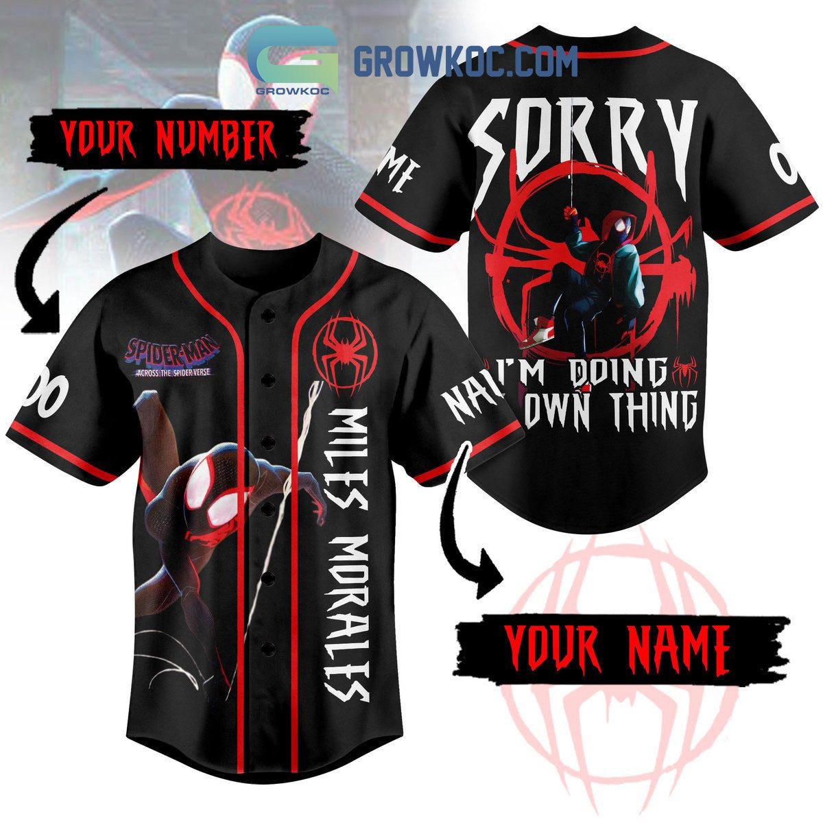 Spiderman Miles Morales Personalized Baseball Jersey Unisex T-shirt, Sweatshirt, Hoodie, Long Sleeve Tee - T-Shirt, Sweatshirt, Hoodie