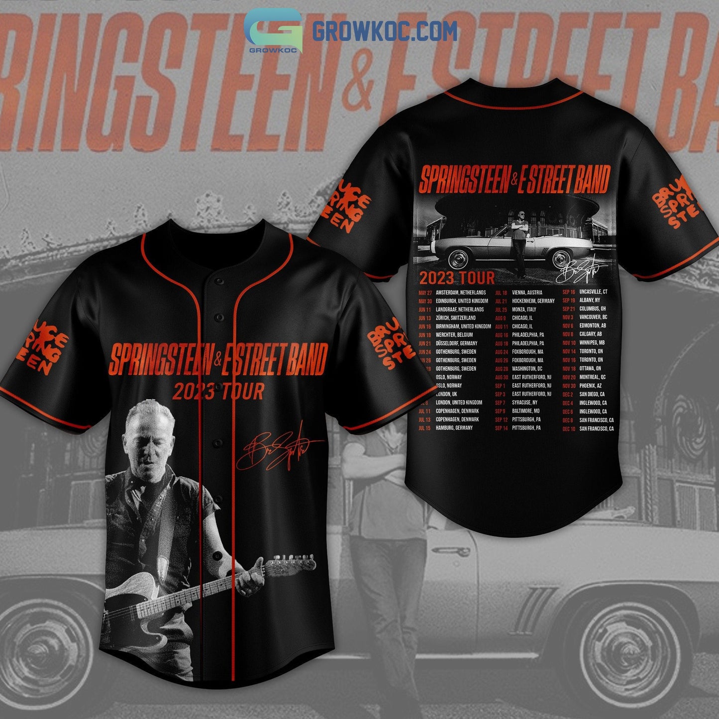Springstreen&Estreet Band 2023 Tour Black Design Baseball Jersey Unisex T-shirt, Sweatshirt, Hoodie, Long Sleeve Tee - T-Shirt, Sweatshirt, Hoodie