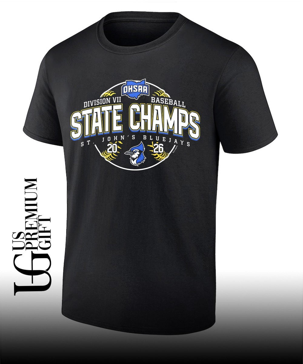 St. Johns Bluejays OHSAA Baseball D7 State Champions 2026 shirt Unisex T-shirt, Sweatshirt, Hoodie, Long Sleeve Tee - T-Shirt, Sweatshirt, Hoodie