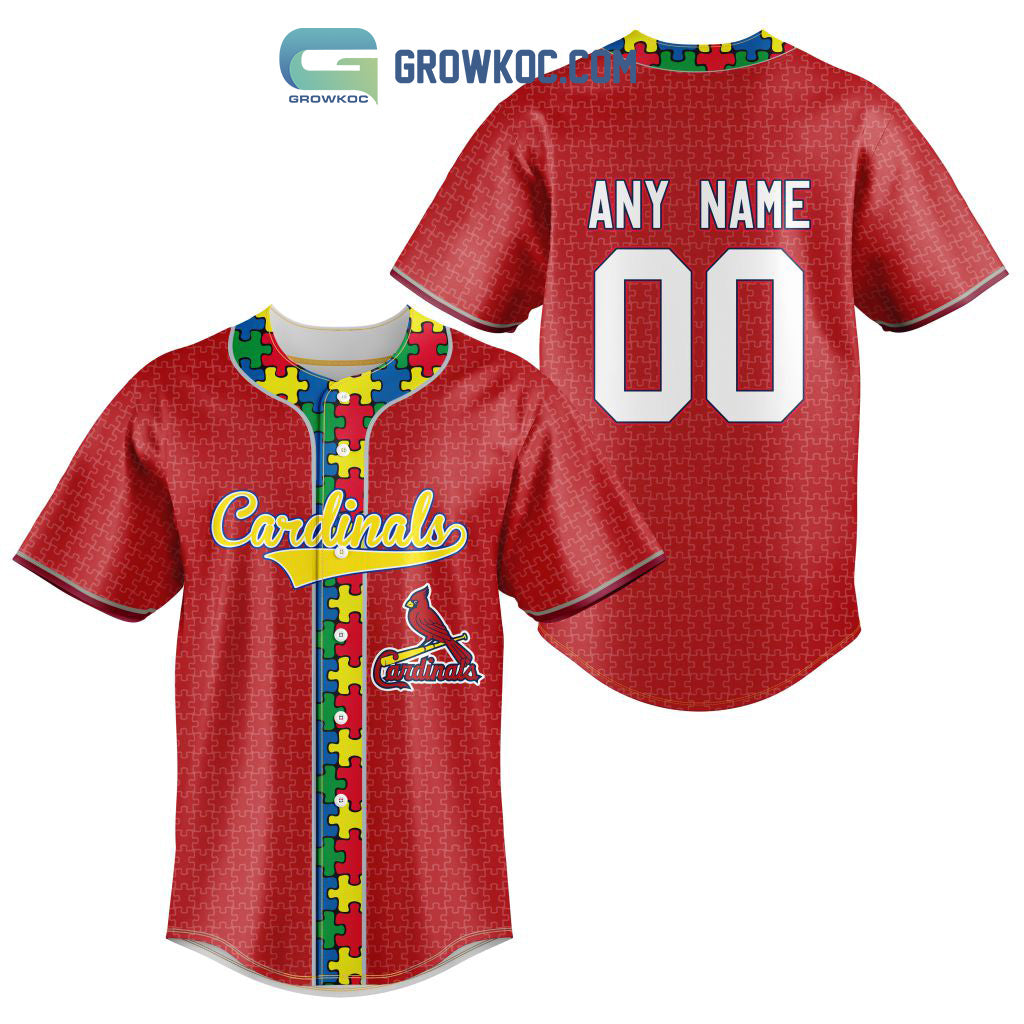 St. Louis Cardinals MLB Fearless Against Autism Personalized Baseball Jersey Unisex T-shirt, Sweatshirt, Hoodie, Long Sleeve Tee - T-Shirt, Sweatshirt, Hoodie