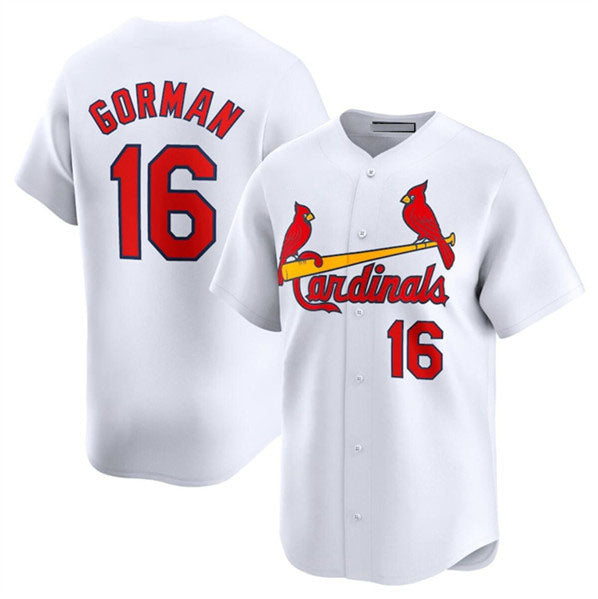 St. Louis Cardinals #16 Nolan Gorman White 2024 Home Limited Stitched Baseball Jersey baseball jersey product view 1
