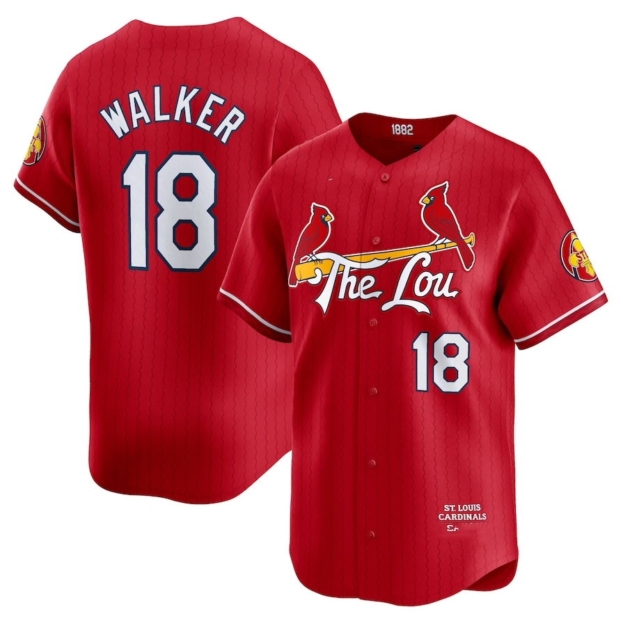 St. Louis Cardinals #18 Jordan Walker 2024 City Connect Limited Player Jersey - Red Baseball Jerseys baseball jersey product view 1