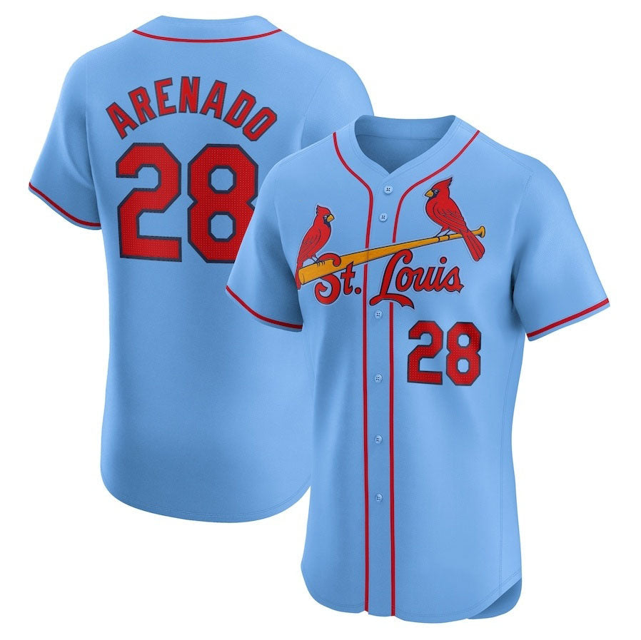 St. Louis Cardinals #28 Nolan Arenado Alternate Elite Player Jersey - Light Blue Stitched Baseball Jersey baseball jersey product view 1
