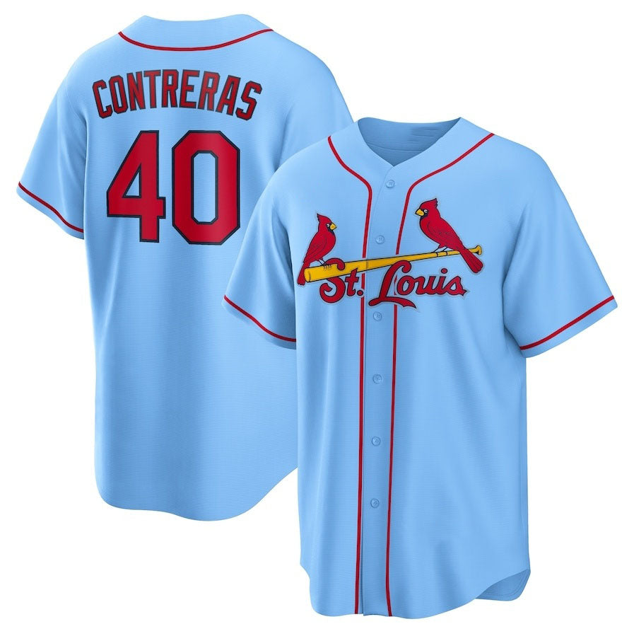 St. Louis Cardinals #40 Willson Contreras Alternate Replica Jersey - Light Blue Stitched Baseball Jersey baseball jersey product view 1