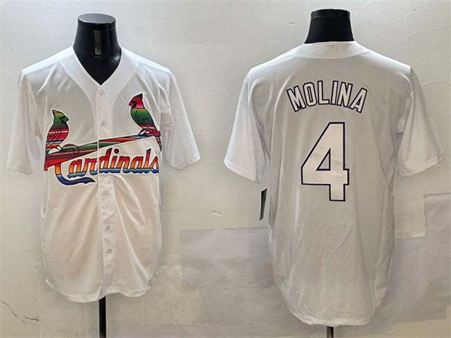St. Louis Cardinals #4 Yadier Molina White Cool Base Stitched Baseball Jersey baseball jersey product view 1