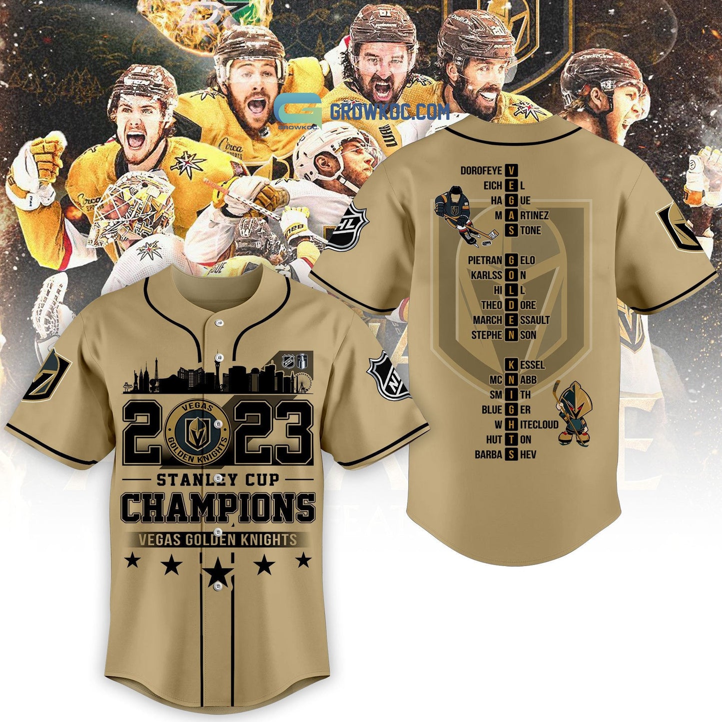 Stanley Cup Champions Vegas Golden Knights Baseball Jersey Unisex T-shirt, Sweatshirt, Hoodie, Long Sleeve Tee - T-Shirt, Sweatshirt, Hoodie