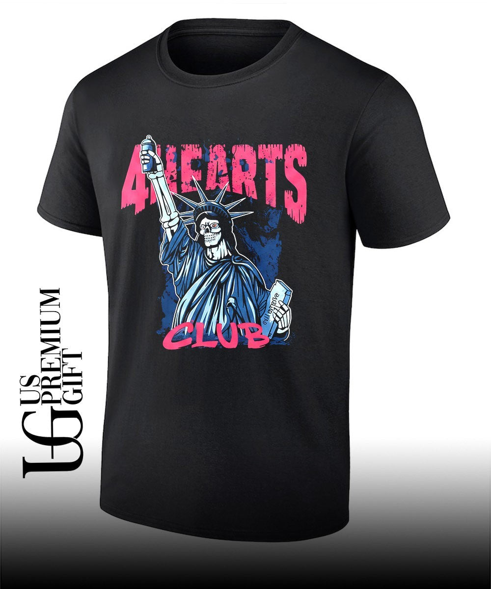 Statue of Liberty Skeleton 4hearts Club shirt Unisex T-shirt, Sweatshirt, Hoodie, Long Sleeve Tee - T-Shirt, Sweatshirt, Hoodie