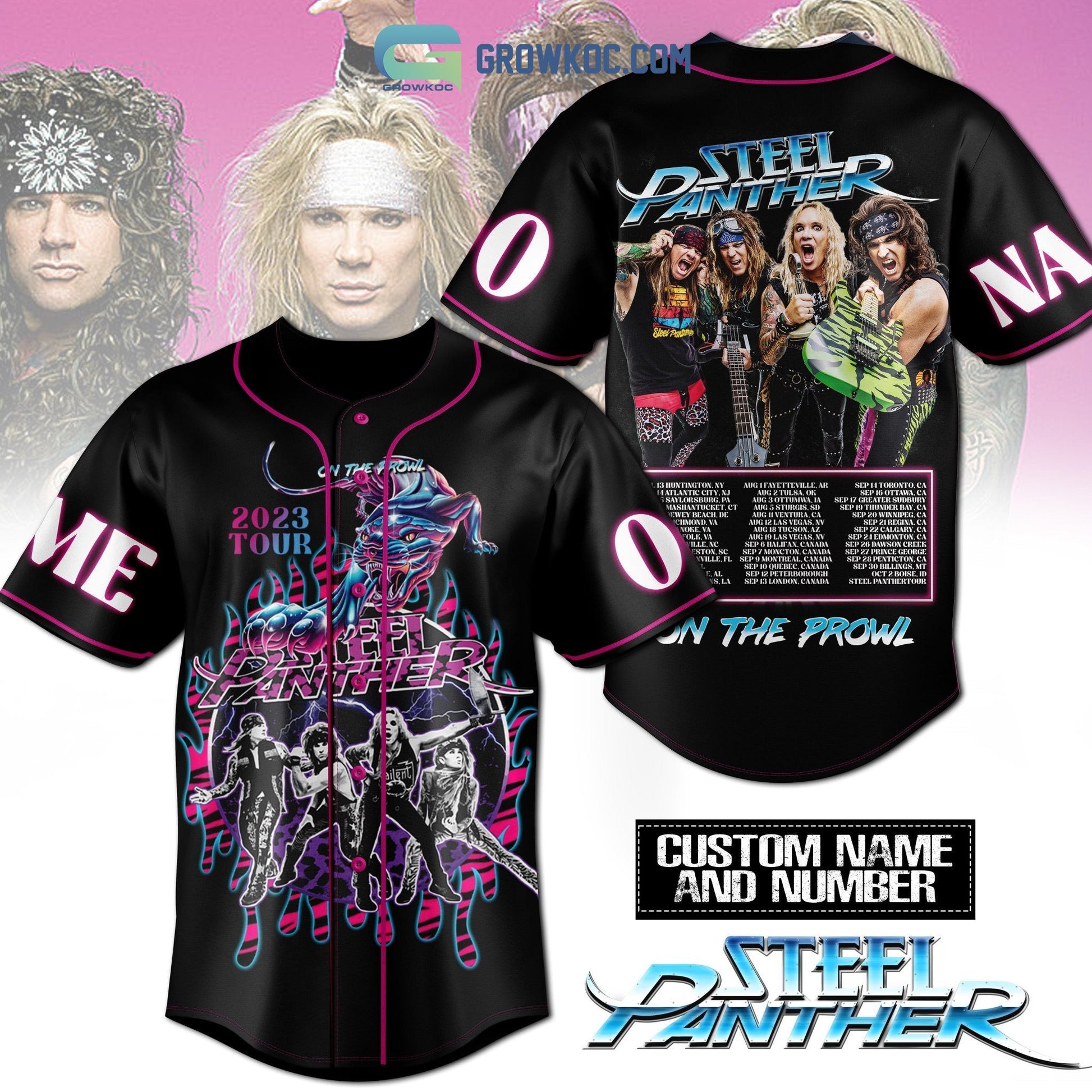 Steel Panther On The Prowl Tour 2023 Personalized Baseball Jersey Unisex T-shirt, Sweatshirt, Hoodie, Long Sleeve Tee - T-Shirt, Sweatshirt, Hoodie