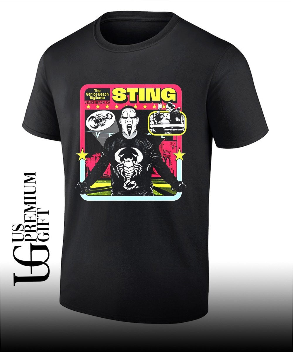 Sting AEW The Venice Beach Vigilante Scorpion Death Drop shirt Unisex T-shirt, Sweatshirt, Hoodie, Long Sleeve Tee - T-Shirt, Sweatshirt, Hoodie