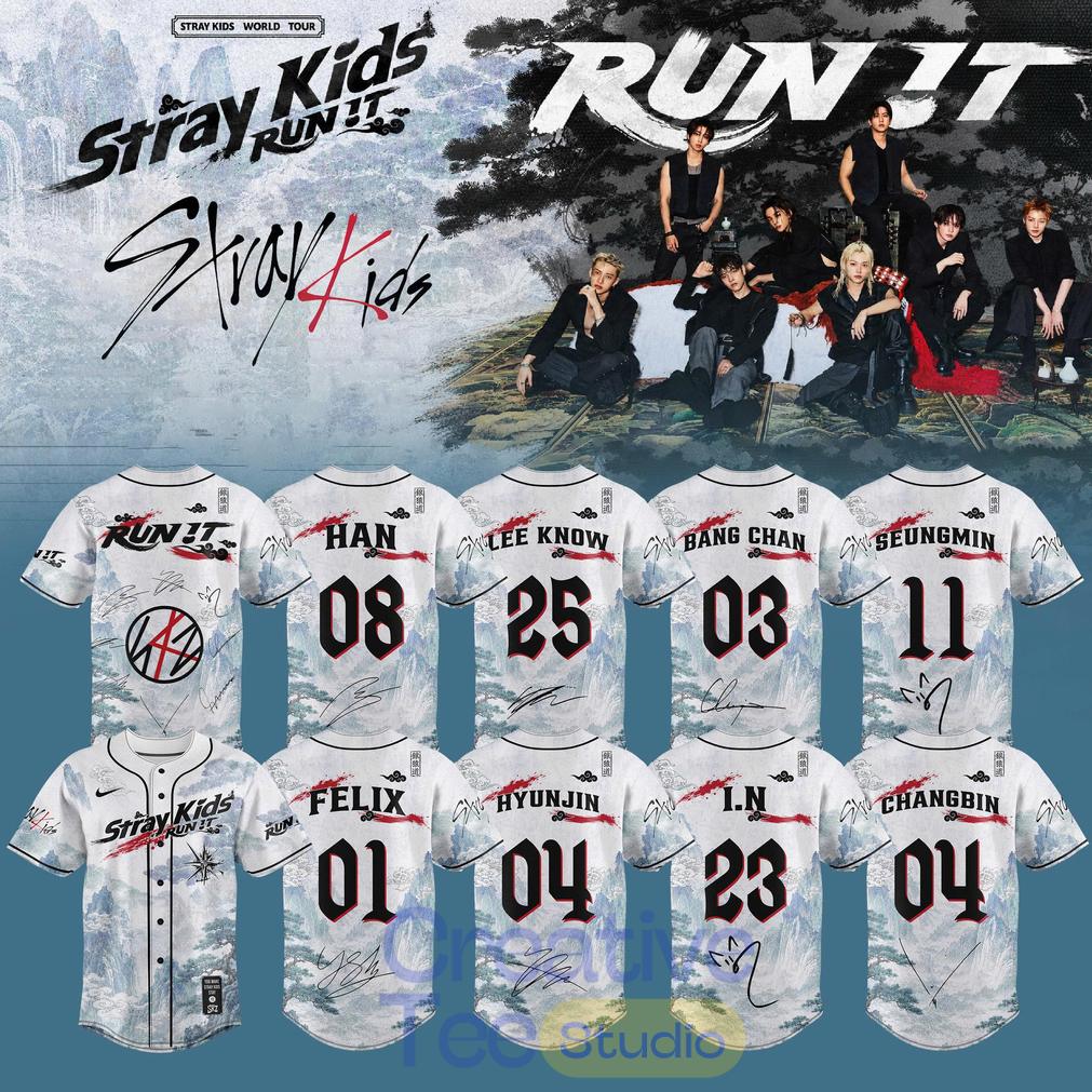 Stray Kids  Run It World Tour 2026 Baseball Jersey Unisex T-shirt, Sweatshirt, Hoodie, Long Sleeve Tee - T-Shirt, Sweatshirt, Hoodie