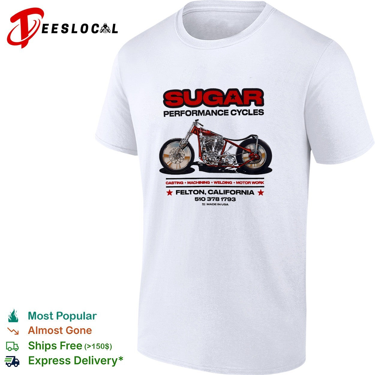Sugar Performance Cycles Felton California motorcycle shirt Unisex T-shirt, Sweatshirt, Hoodie, Long Sleeve Tee - T-Shirt, Sweatshirt, Hoodie