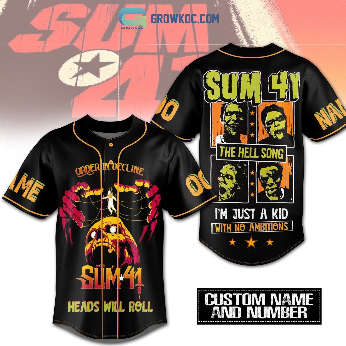 Sum 41 Order In Decline Heads Will Roll Personalized Baseball Jersey Unisex T-shirt, Sweatshirt, Hoodie, Long Sleeve Tee - T-Shirt, Sweatshirt, Hoodie