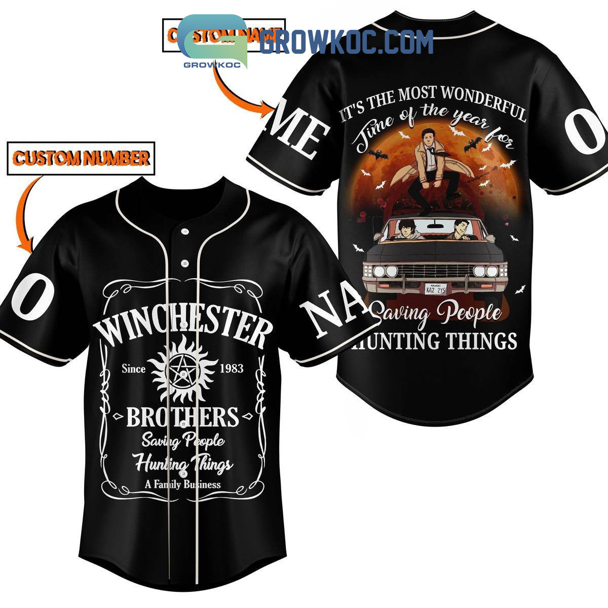 Super Natural Winchester Brothers Saving People Hunting Things Personalized Baseball Jersey - T-Shirt, Sweatshirt, Hoodie