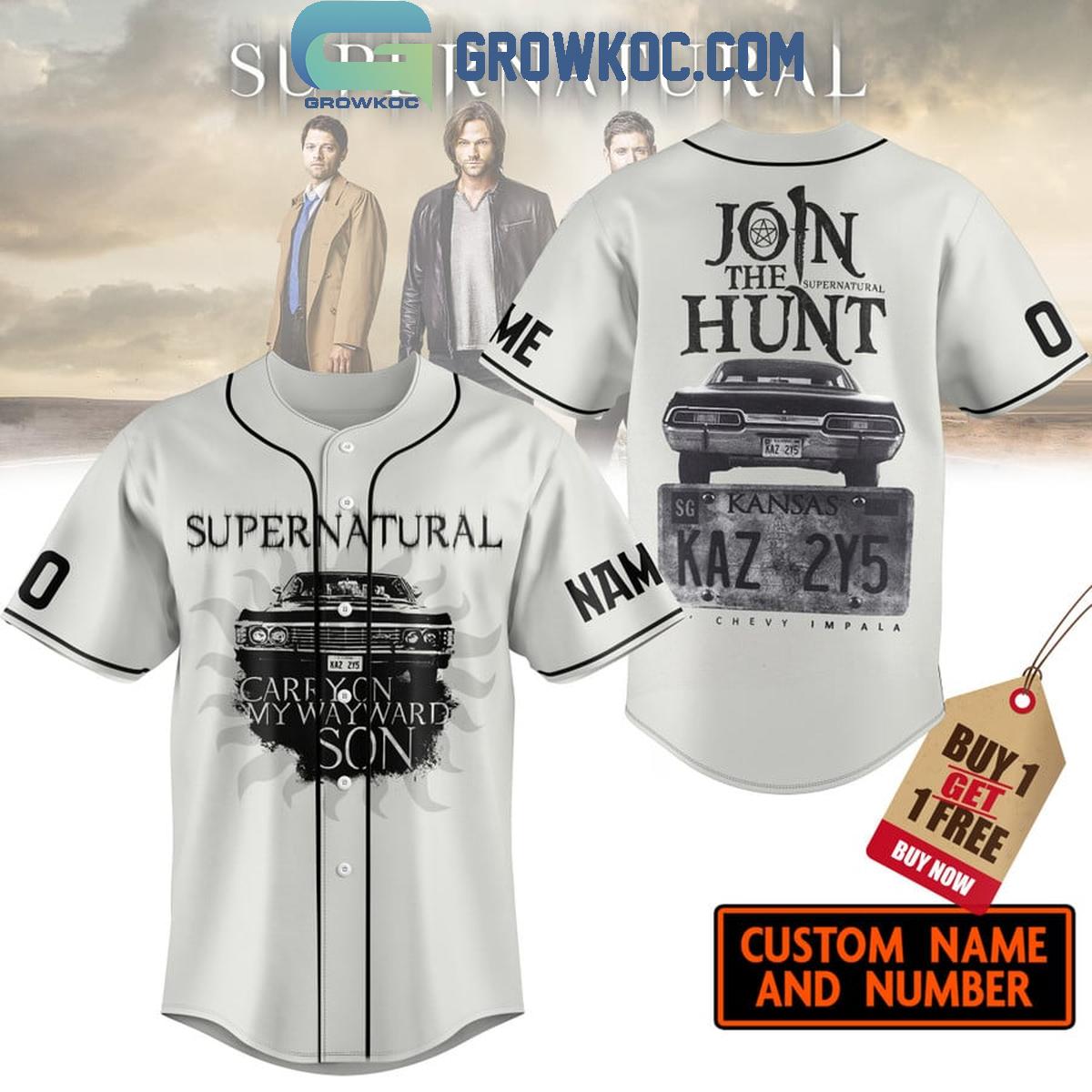 Supernatural Carry On My Wayward Son Personalized Baseball Jersey Unisex T-shirt, Sweatshirt, Hoodie, Long Sleeve Tee - T-Shirt, Sweatshirt, Hoodie