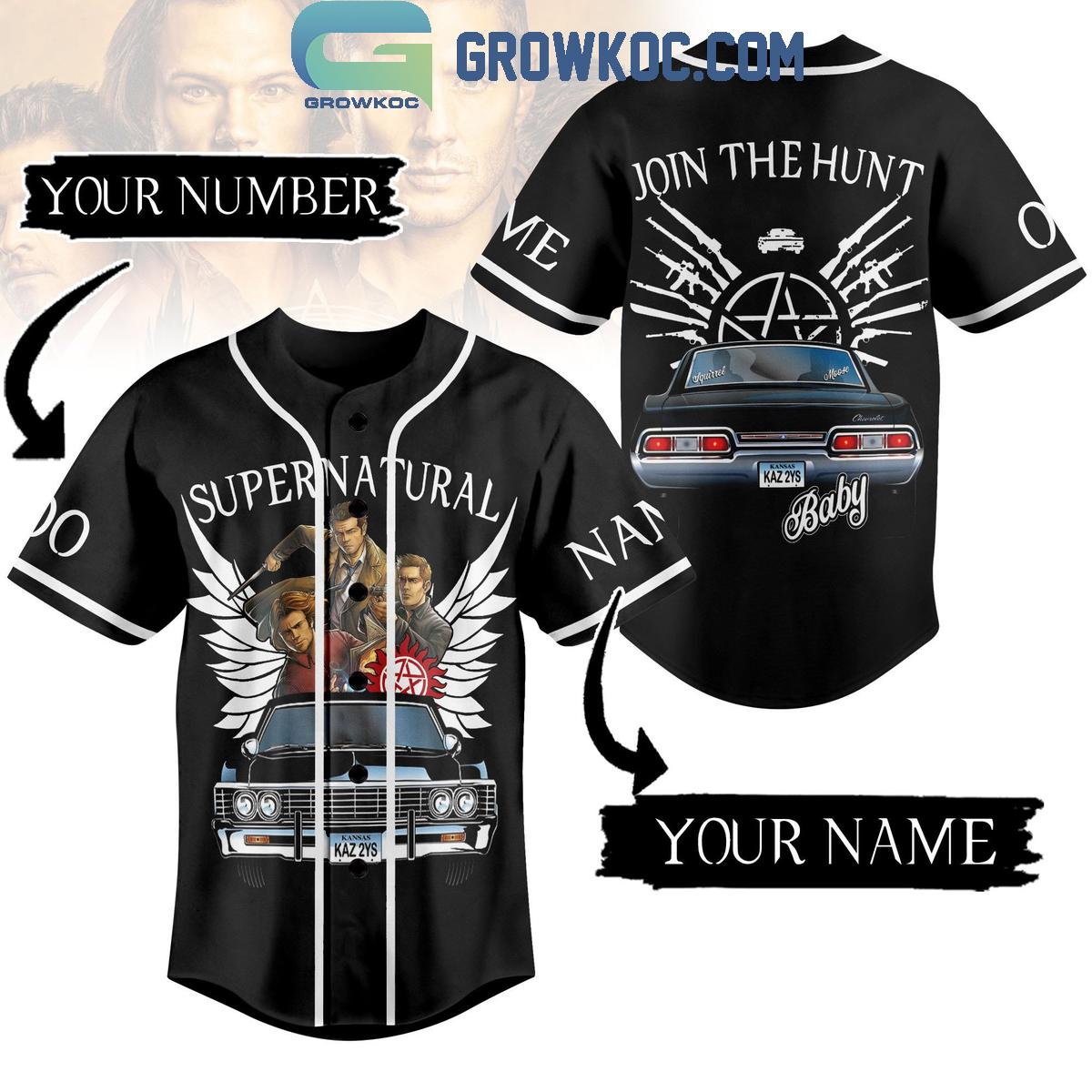 Supernatural Join The Hunt Baby Personalized Baseball Jersey Unisex T-shirt, Sweatshirt, Hoodie, Long Sleeve Tee - T-Shirt, Sweatshirt, Hoodie