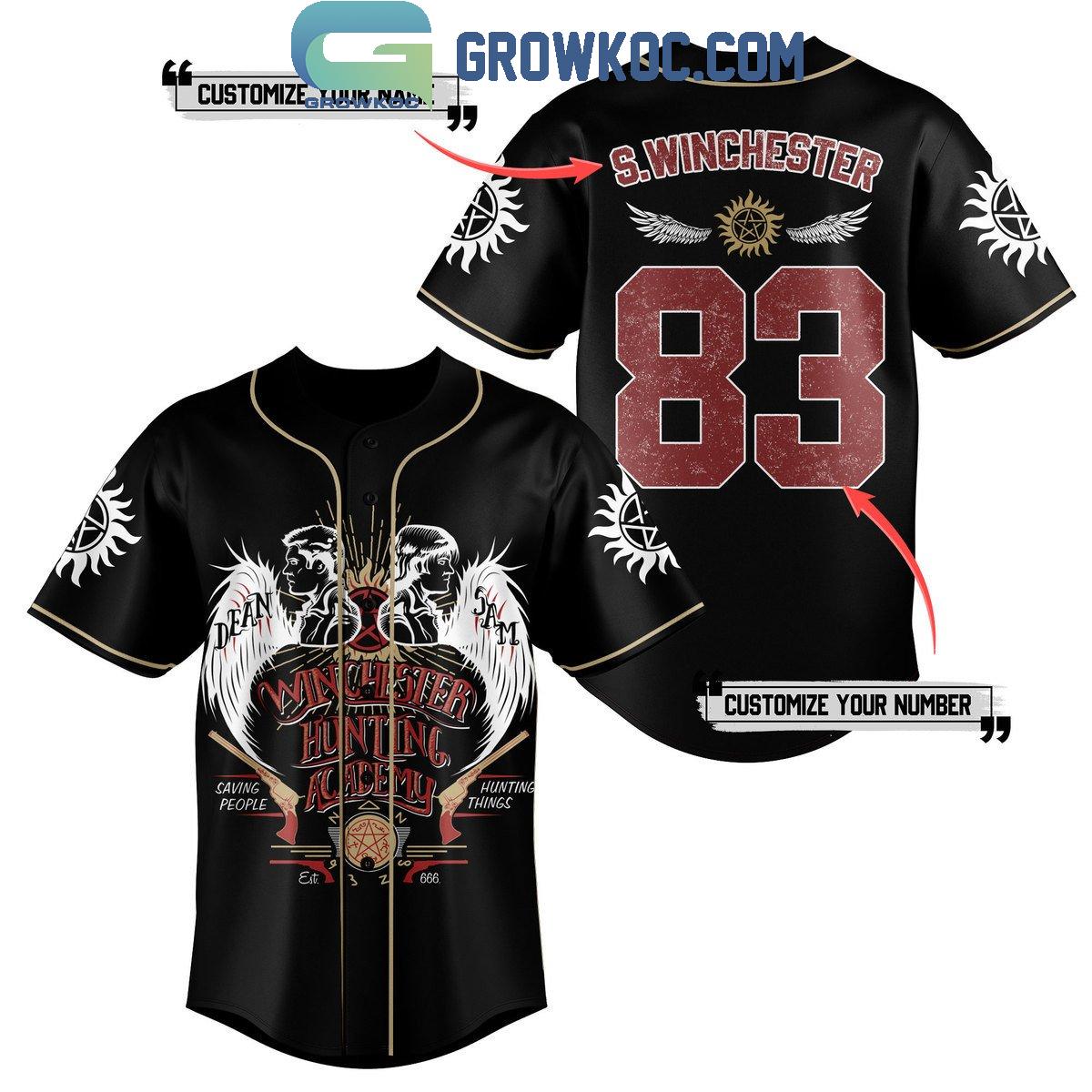 Supernatural Winchester Hunting Academy Personalized Baseball Jersey Unisex T-shirt, Sweatshirt, Hoodie, Long Sleeve Tee - T-Shirt, Sweatshirt, Hoodie