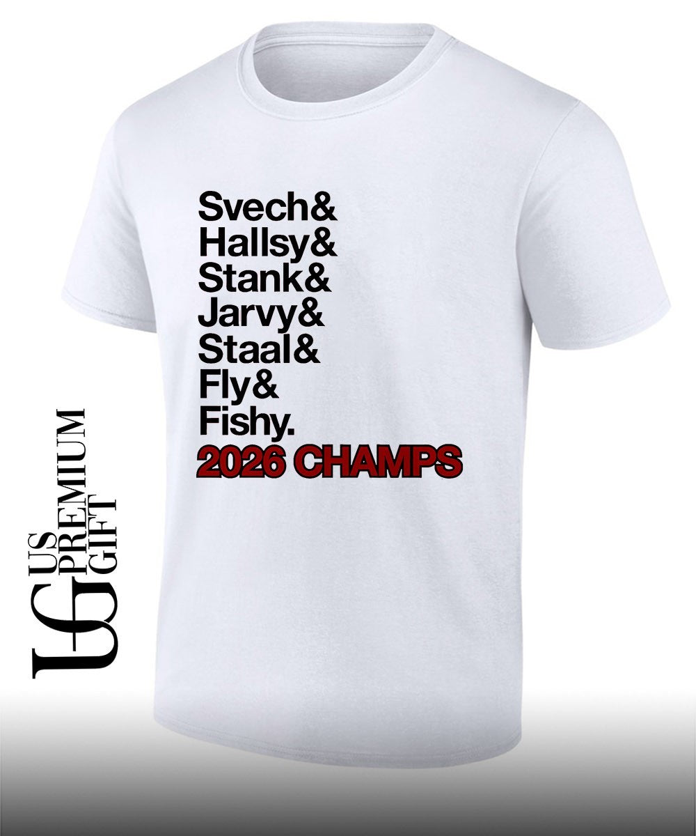 Svech and Hallsy and Stank and Jarvy and Staal and Fly and Fishy Carolina Hurricanes Hockey Ampersand Champs 2026 shirt - T-Shirt, Sweatshirt, Hoodie