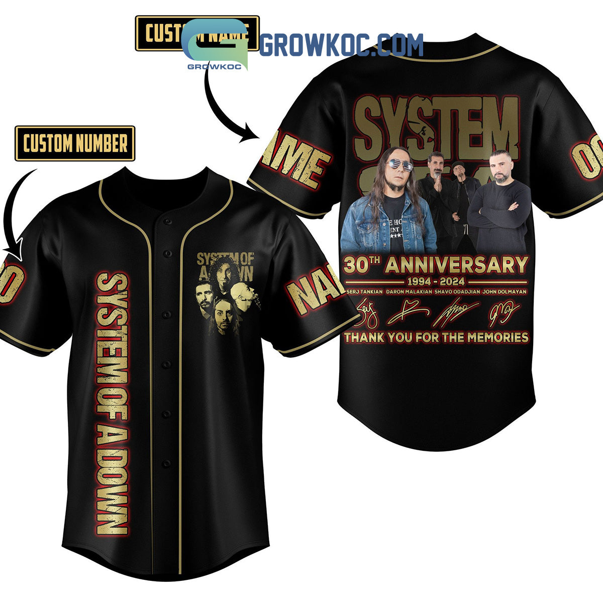 System Of A Down 30th Anniversary Personalized Baseball Jersey Unisex T-shirt, Sweatshirt, Hoodie, Long Sleeve Tee - T-Shirt, Sweatshirt, Hoodie