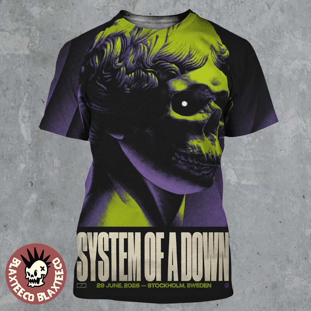 System Of A Down Stockholm Sweden 2026 Venue Poster At Strawberry Arena On 29 June 2026 All Over Print Shirt - T-Shirt, Sweatshirt, Hoodie